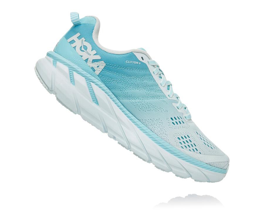 Hoka One One Yürüyüş Ayakkabısı Kadın Mavi/Beyaz - Clifton 6 - XJ3472608